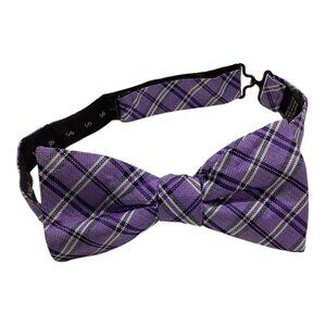 BOULEVARD CLUB Purple Plaids & Checks Silk Bow Tie  2.5" EC